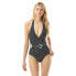 Фото #1 товара Michael Kors Dot V-Neck Tie Back Halter One-Piece Swimsuit Black Size 10