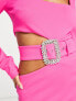 ASOS DESIGN square neck diamante belt detail mini dress in pink