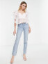 ASOS DESIGN Going Out corset top with organza ruffle sleeve & hem in lilac Сиреневый, US 14 - фото #3