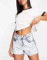 Miss Selfridge denim studded short in acid bleach wash