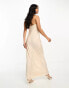 ASOS DESIGN bandeau contrast fabric slip maxi dress with corset detail in gold