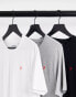 Farah Merion 3 pack t-shirts in white grey and black