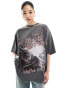 Фото #1 товара ASOS DESIGN oversized t-shirt with rock graphic in in washed charcoal