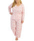 ფოტო #1 პროდუქტის Plus Size 2-Pc. Cotton Printed Pajamas Set, Created for Macy's