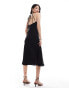 & Other Stories halter neck midi dress with strappy back detail in black