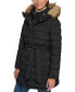 Фото #5 товара Women's Belted Faux-Fur-Trim Hooded Puffer Coat, Created for Macy's