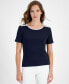 ფოტო #1 პროდუქტის Women's Cotton Button-Trim Short-Sleeve T-Shirt