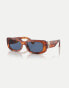 Фото #1 товара Ralph Lauren Ph4191u rectangle sunglasses with blue lens in shiny orange havana