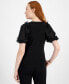 ფოტო #2 პროდუქტის Women's Ruffled Puff-Sleeve Crewneck Top