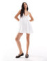 Pull&Bear tiered mini dress in white Белый, M - EU 38 - фото #3