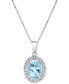 Фото #1 товара Aquamarine (1-1/10 ct. t.w.) & Diamond (1/3 ct. t.w.) Baguette Halo 18" Pendant Necklace in 14k White Gold