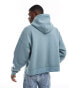 Фото #4 товара Abercrombie & Fitch cropped vintage blank hoodie in grey blue