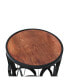 Фото #3 товара 23 Inch End Side Table, Round Mango Wood Top, Lattice Cut Out Iron Frame, Brown, Black