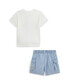 Фото #2 товара Baby Boys Jersey Graphic Tee and Chambray Short Set