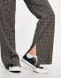 Фото #3 товара Bershka wide leg check tailored trousers co-ord in brown