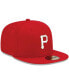 ფოტო #4 პროდუქტის Men's Red Pittsburgh Pirates Logo White 59FIFTY Fitted Hat