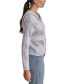 ფოტო #3 პროდუქტის Women's Pointelle Stripe V-Neck Hooded Sweater