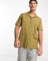 Фото #2 товара Ben Sherman short sleeve stripe shirt in khaki