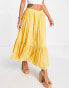 French Connection ruffle hem midi skirt in mustard