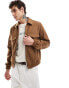 ASOS DESIGN wool look harrington jacket in tan Бежевый, XS - Chest 36 - фото #4