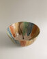 Stoneware bowl with contrast lines