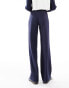 4th & Reckless Tall exclusive tailored drawstring straight leg trousers in navy