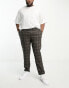 Фото #3 товара Gianni Feraud Plus slim fit smart trousers with drawstring waist in brown check