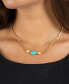 Gold-Tone Turquoise Box Chain Collar Necklace, 16" + 2" extender