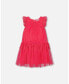 ფოტო #1 პროდუქტის Girl Heart Mesh Jacquard Dress Hot Pink - Toddler Child