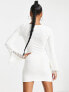 Фото #3 товара ASOS DESIGN Petite knitted mini dress with fringe cuff detail in cream