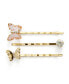 Faux Stone Pave Butterfly Bobby Pin Set