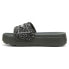 Puma Karmen Drama Leopard Platform Slide Womens Black, Grey Casual Sandals 3954