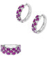 ფოტო #4 პროდუქტის EFFY® Emerald & Diamond Small Earrings in Sterling Silver (Also available in Sapphire and Ruby)
