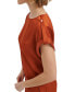 ფოტო #3 პროდუქტის Women's Short Sleeve Satin Top