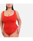 Фото #2 товара Plus Size Essential Tank Swimsuit W. Shelf Bra - Red