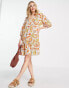 Фото #3 товара Vila mini smock dress in white and orange paisley print