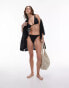 Topshop textured triangle bikini top with bead detail in black 36 - фото #4