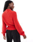 Фото #2 товара Glamorous chunky boxy crop knit jumper in red