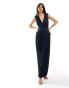 TFNC Bridesmaid satin pleated maxi dress in navy Синий, 36 - фото #1