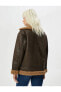 Фото #4 товара Байкерская куртка из искусственной кожи с меховыми деталями, на молнии и с карманами Koton