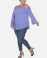 Фото #3 товара Plus Size Cold Shoulder Ruffle Sleeve Top