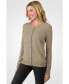 Women's 100% Cashmere Button Front Long Sleeve Crewneck Cardigan Sweater (1575, Azalea, Large )