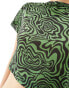 Фото #3 товара Bolongaro Trevor swirl print cropped mesh top in green and black