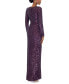 Фото #2 товара Women's Sequin Long-Sleeve Side-Slit Dress