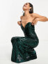 Фото #5 товара TFNC sequin bandeau maxi dress in emerald green