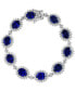 ფოტო #1 პროდუქტის EFFY® Lab Grown Sapphire (19 ct. t.w.) & Lab Grown Diamond (4-3/8 ct. t.w.) Halo Link Bracelet in 14k White Gold