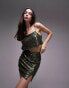 Фото #4 товара Topshop co-ord sequin mini skirt in green