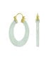 Фото #2 товара Light Green Natural Jade Green Round Bamboo Jade Hoop Earrings For Women Gold Plated Sterling Silver 1.2 Inch Diameter