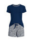 Фото #1 товара Пижама женская Lands' End Knit Pajama Short Set Short Sleeve T-Shirt and Shorts