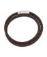 ფოტო #2 პროდუქტის Stainless Steel Black Brown Leather Wrap Bracelet